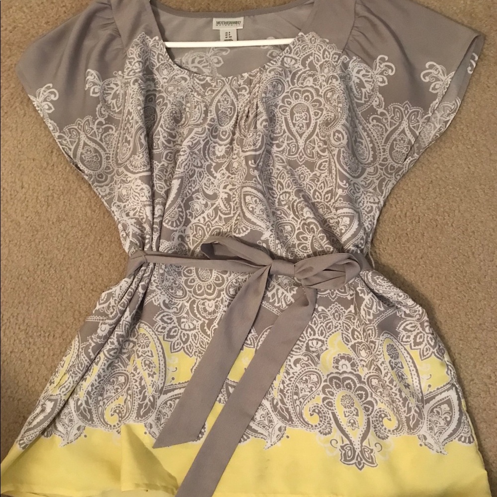 Grey and yellow motherhood maternity blouse